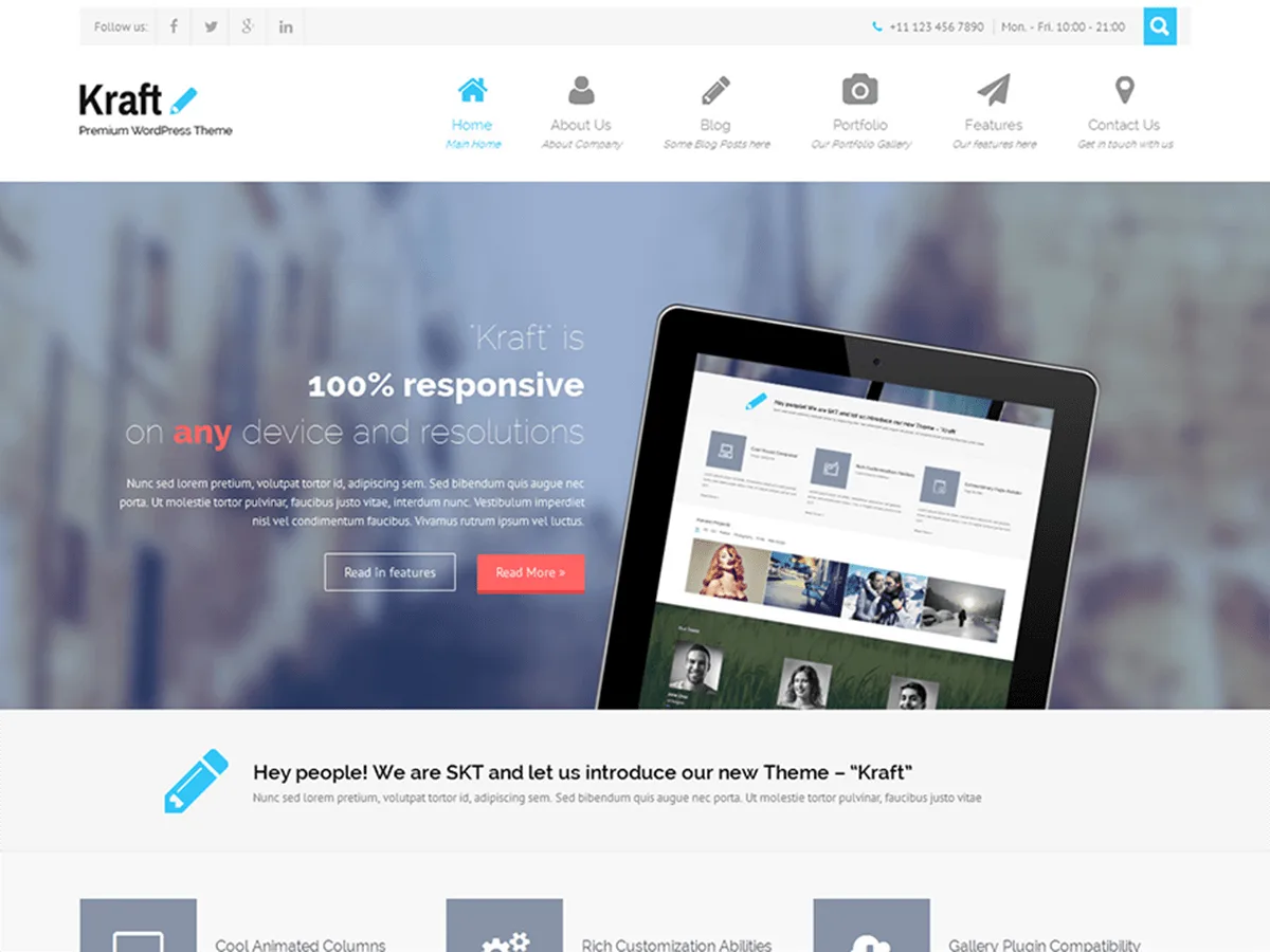 Kraft Lite web sitesi teması önizlemesi