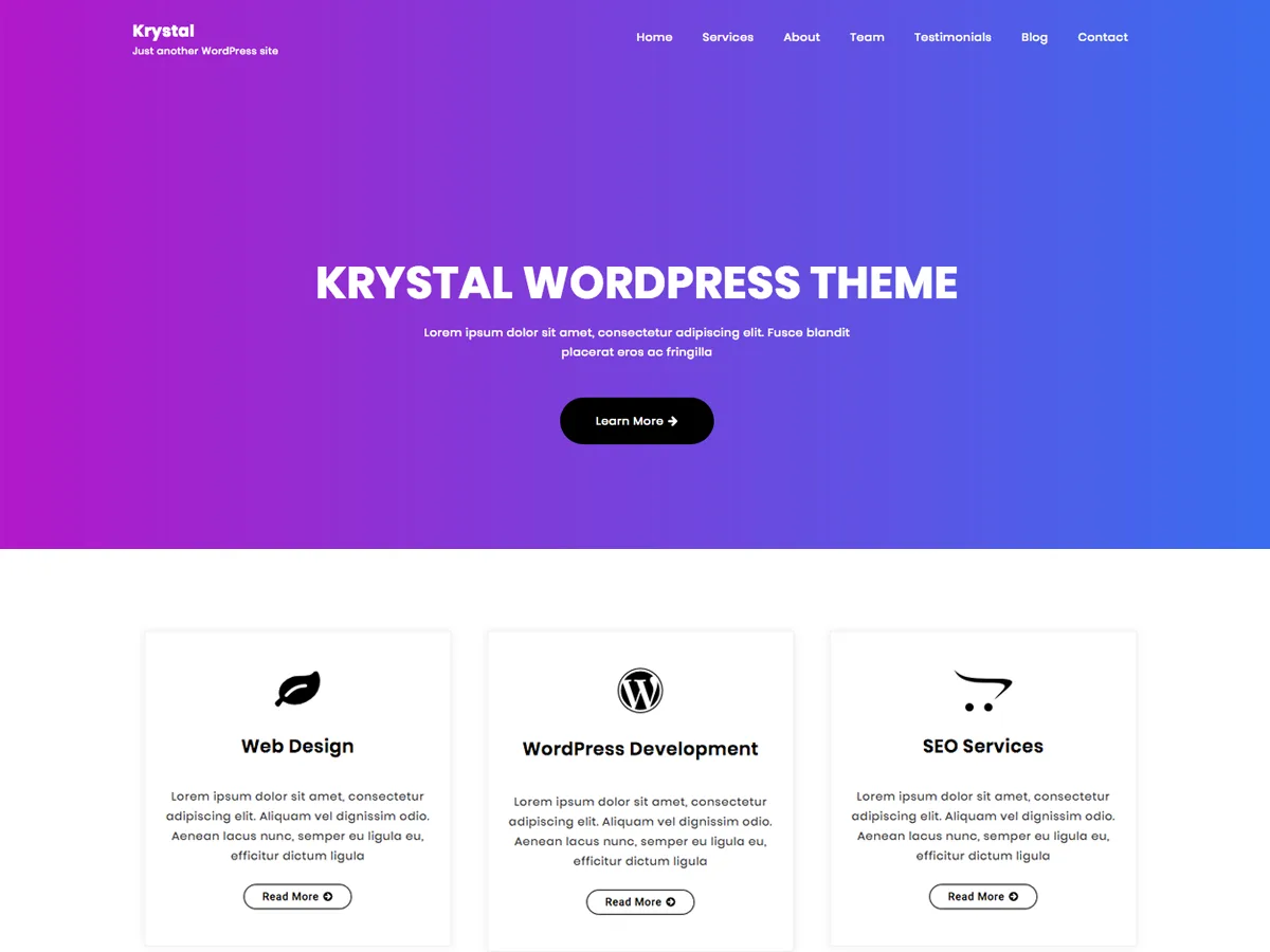 Krystal web sitesi teması önizlemesi