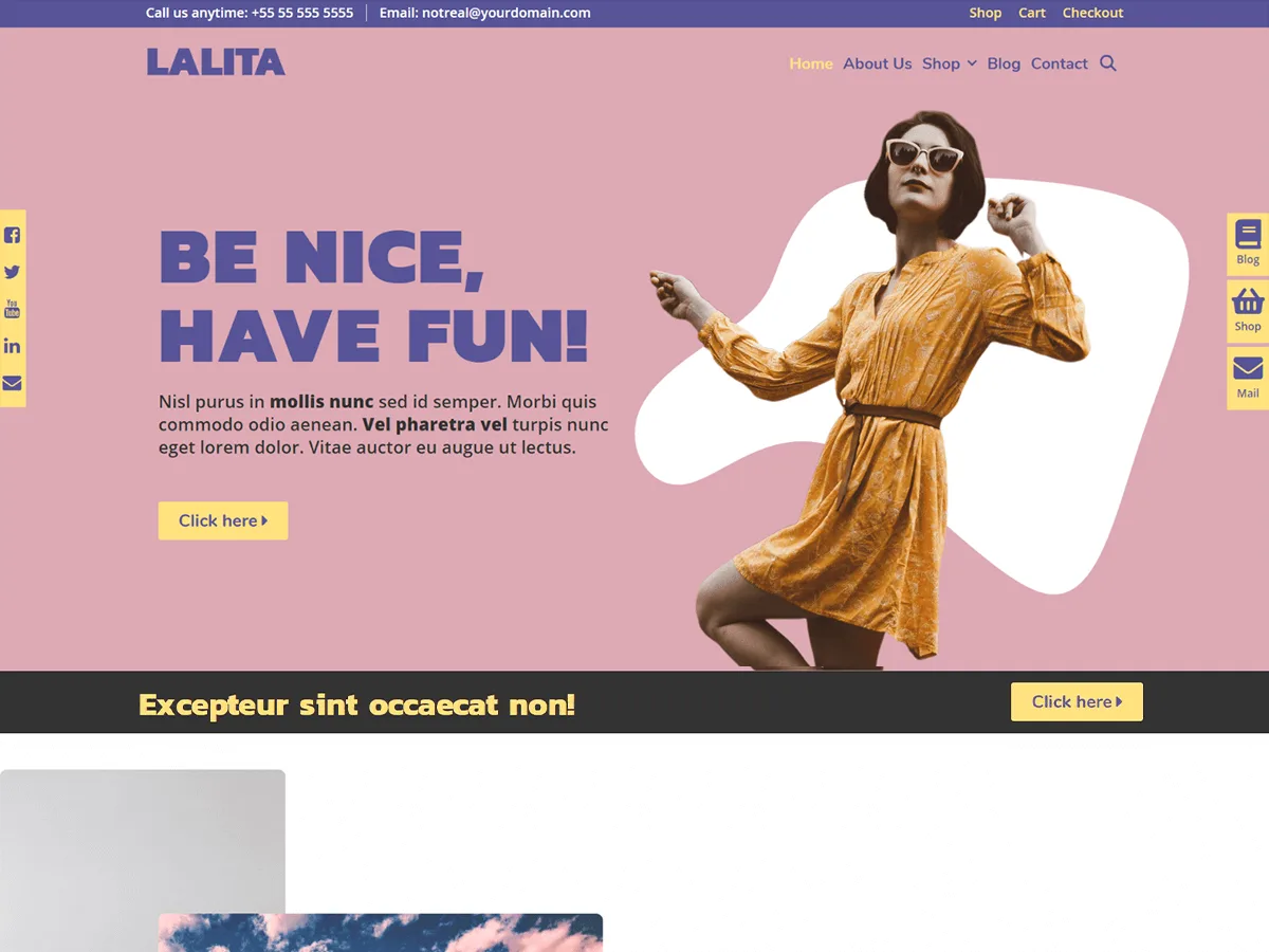 Lalita web sitesi teması ile oluşturulmuş renkli bir portfolyo sayfası