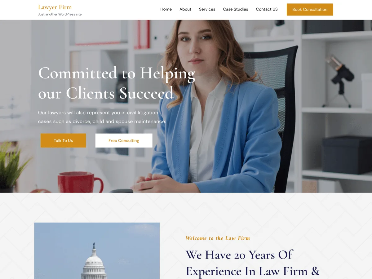 Lawyerfirm web sitesi teması önizlemesi
