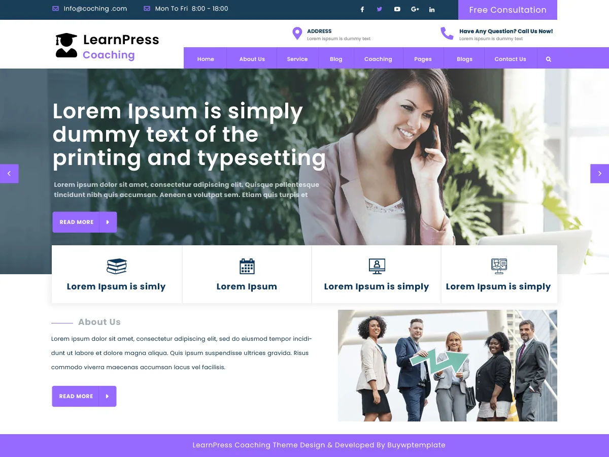 LearnPress Coaching web sitesi teması önizlemesi