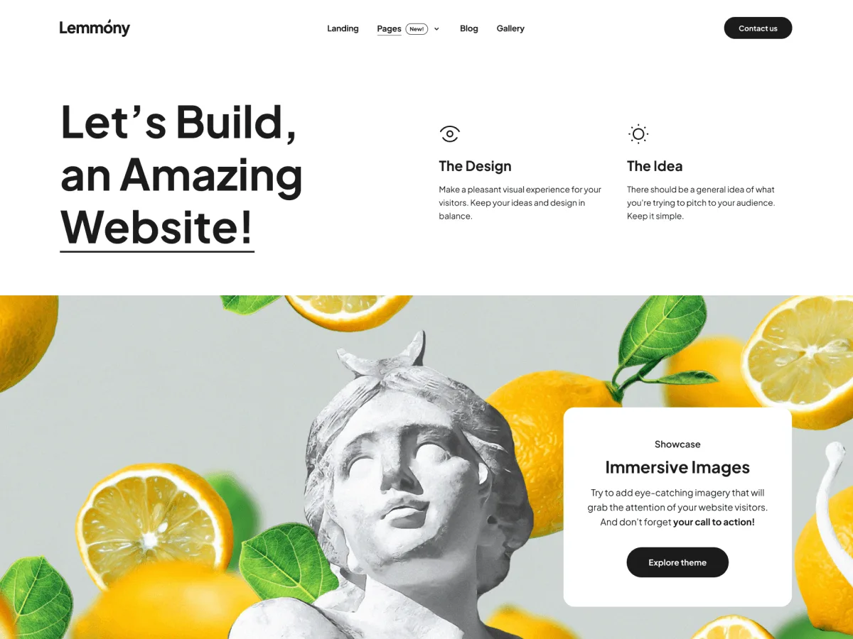 Lemmony web sitesi teması ile modern ve hızlı bir web sitesi tasarımı
