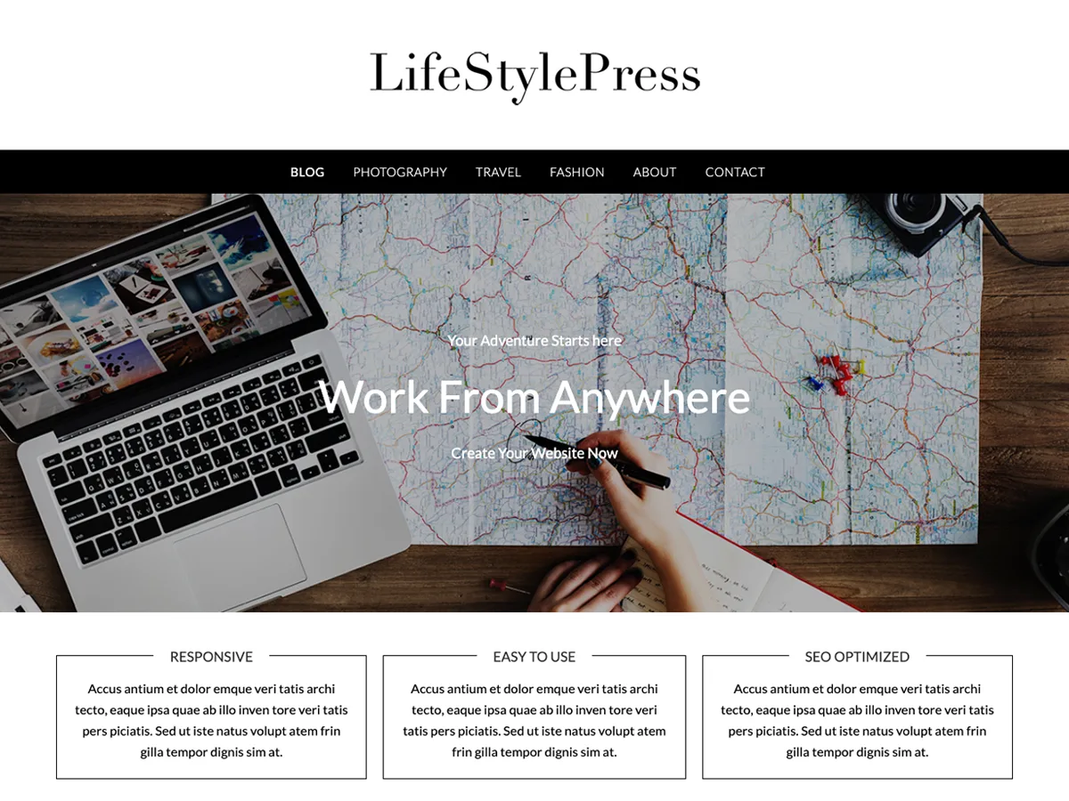 LifestylePress web sitesi teması ile tasarlanmış örnek bir blog sayfası