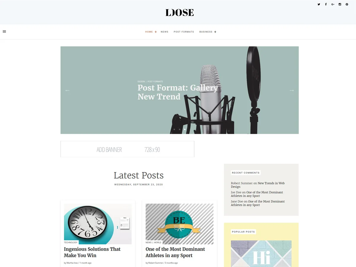 Loose web sitesi teması önizlemesi