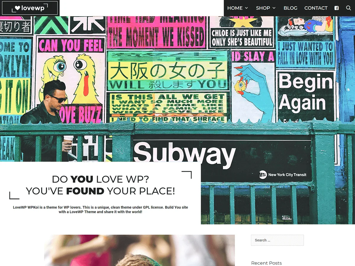 LoveWP web sitesi teması önizlemesi