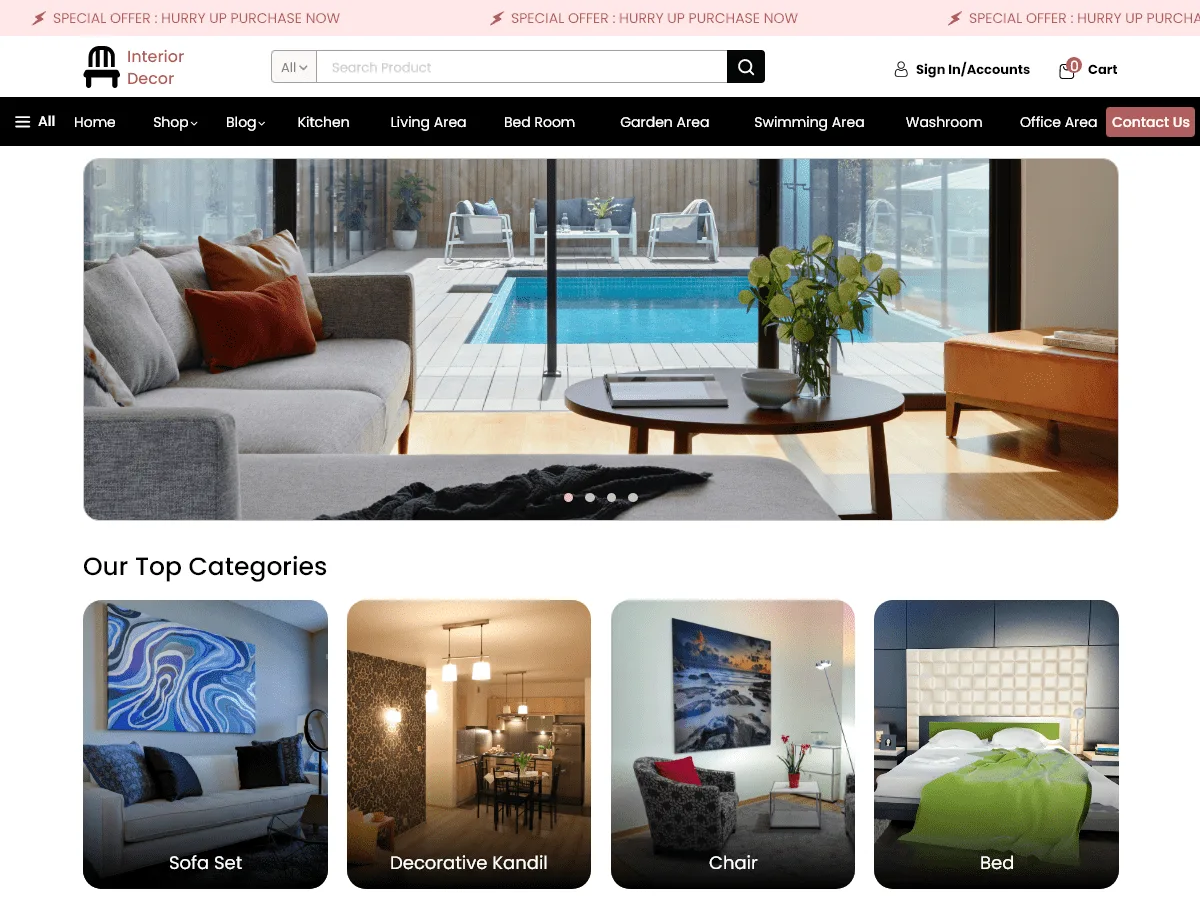 Luxury Furniture Store web sitesi teması ile lüks mobilya mağazası için şık bir çevrimiçi vitrin