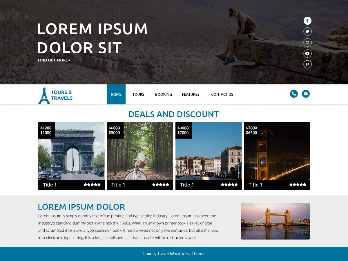 Luxury Travel web sitesi teması ile seyahat ve turizm sitesi tasarımı