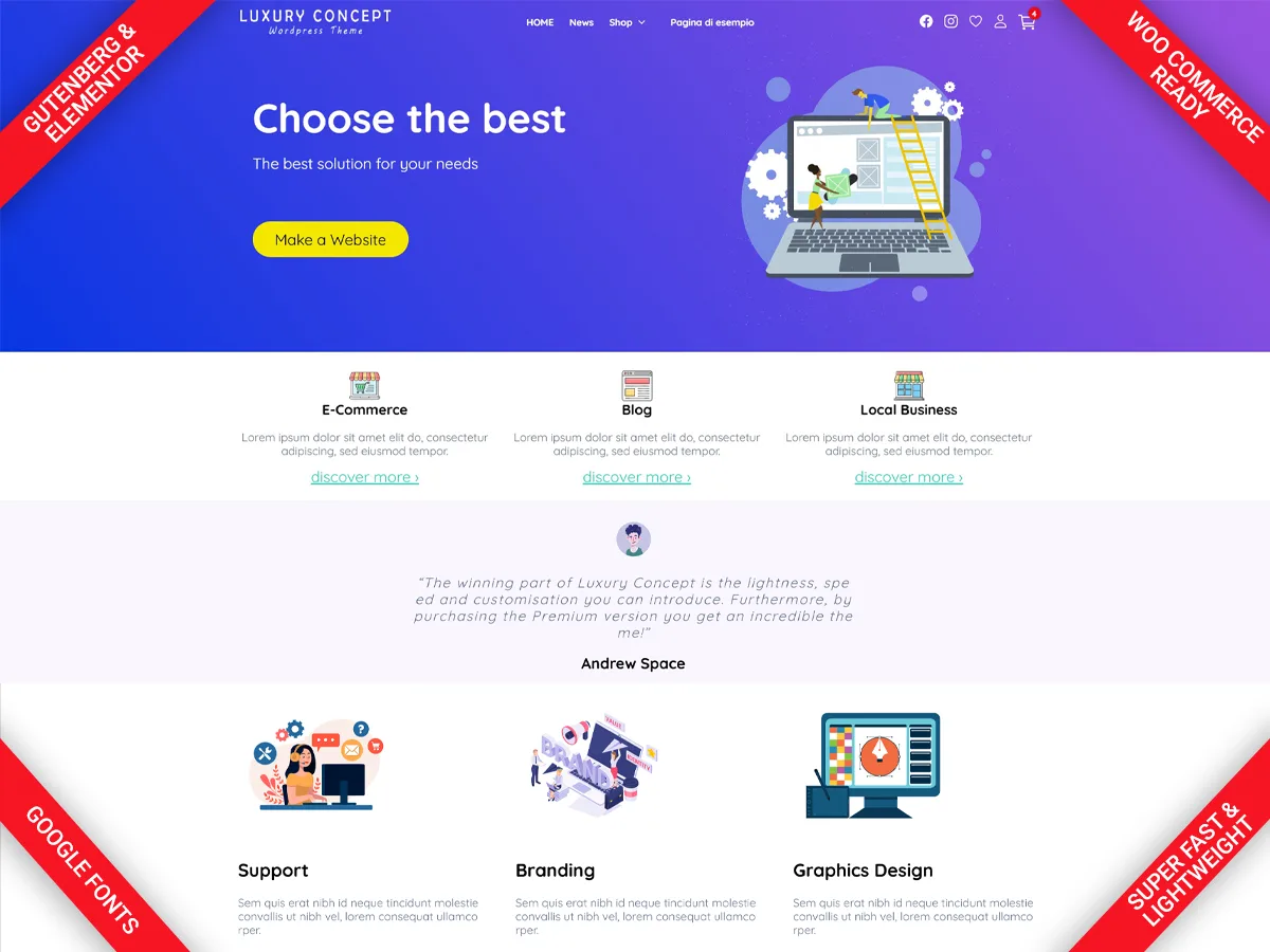 LuxuryConceptFree web sitesi teması önizlemesi