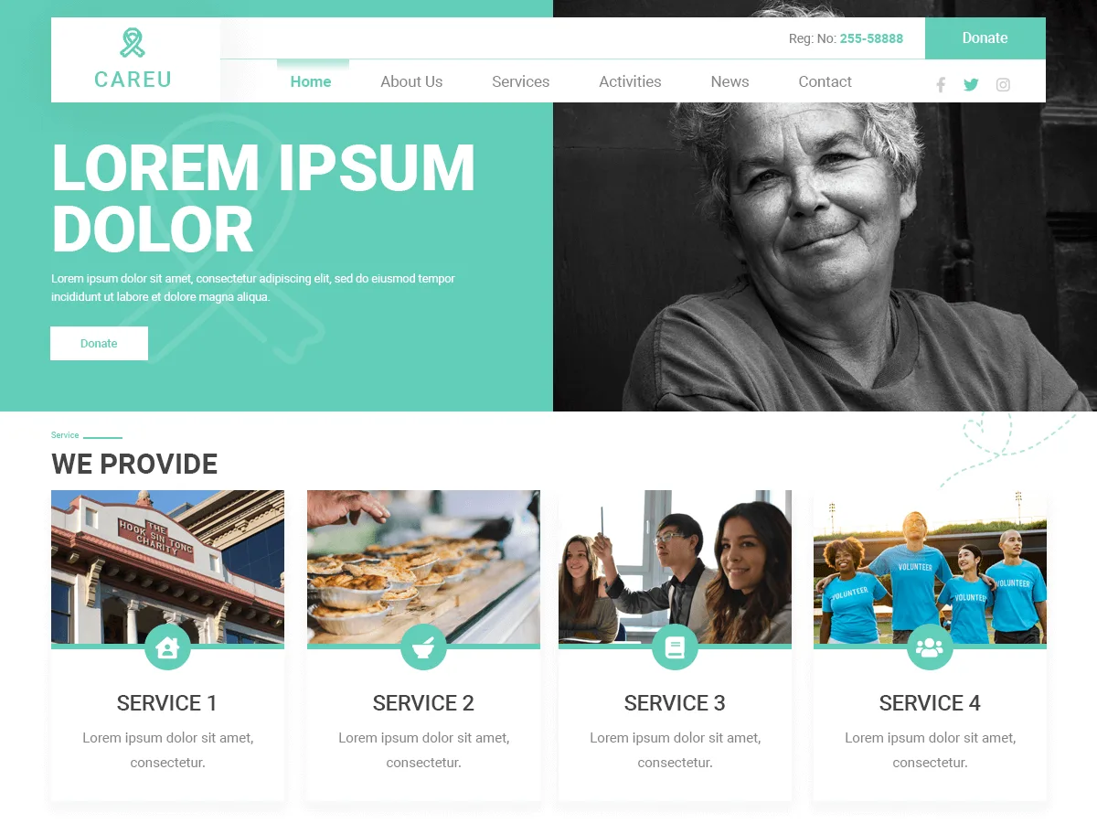 LZ Charity Welfare web sitesi teması önizlemesi