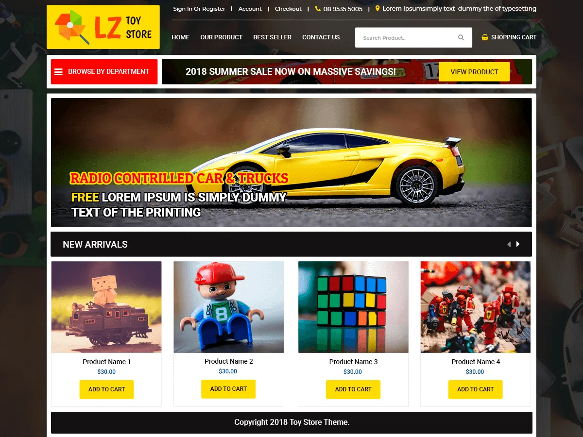 LZ Toy Store web sitesi teması önizlemesi