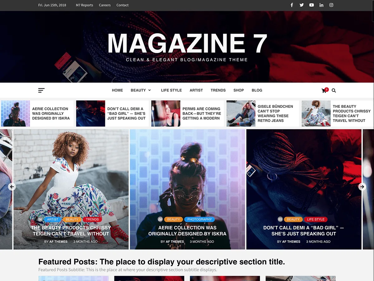 Magazine 7 web sitesi teması önizlemesi
