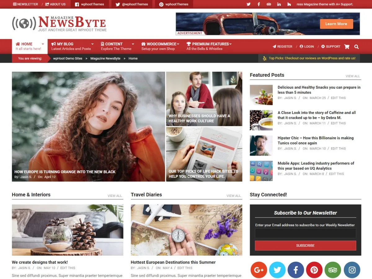 Magazine News Byte web sitesi teması önizlemesi