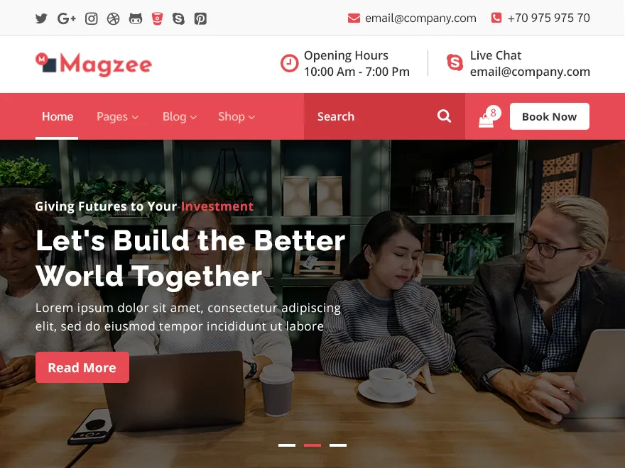 MagZee web sitesi teması önizlemesi
