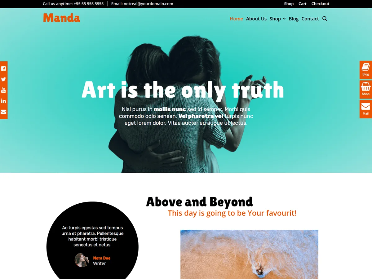 Manda web sitesi teması önizlemesi