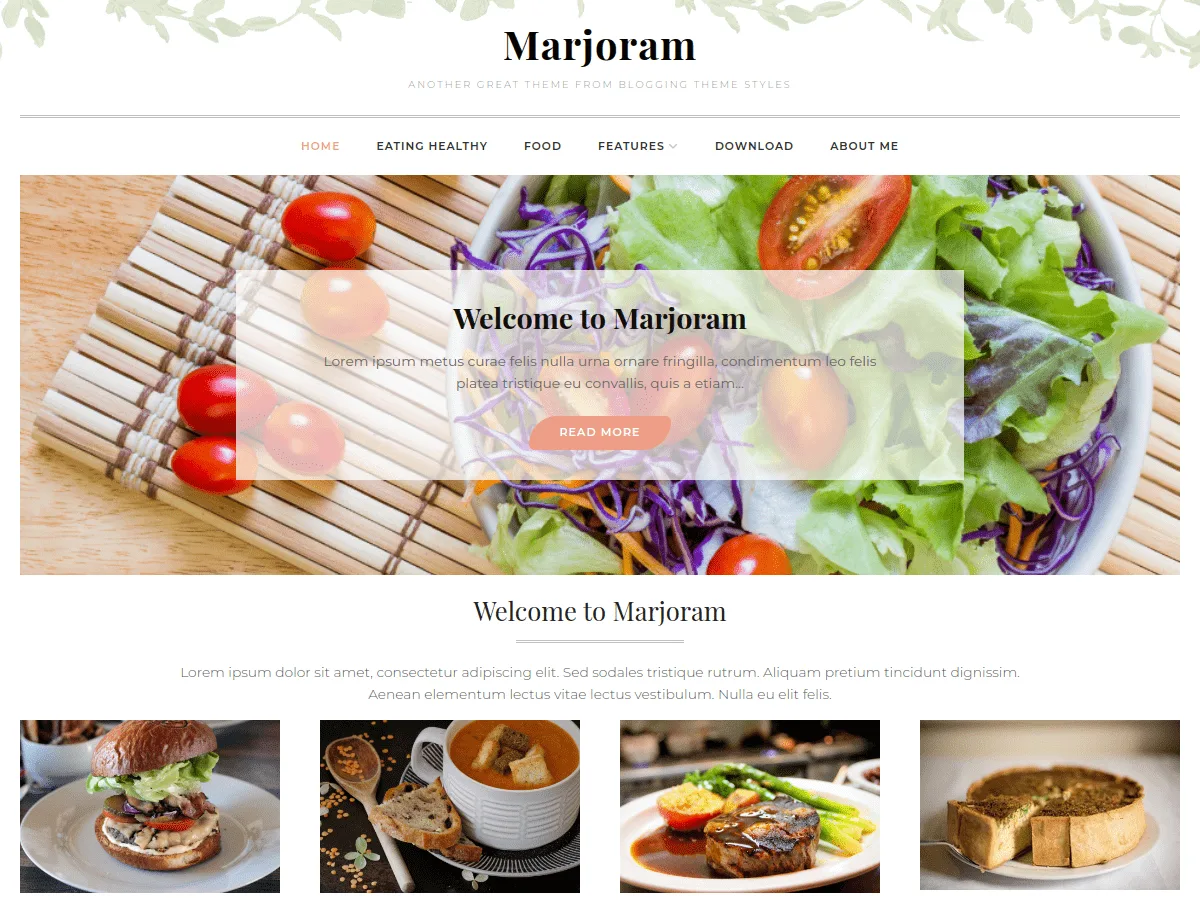 Marjoram web sitesi teması ile oluşturulmuş modern bir blog görünümü