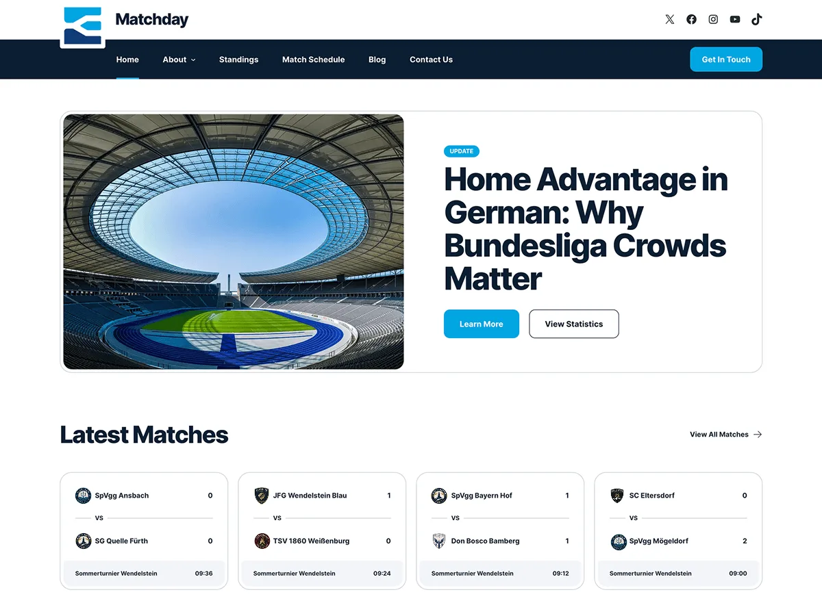 Matchday spor web sitesi teması