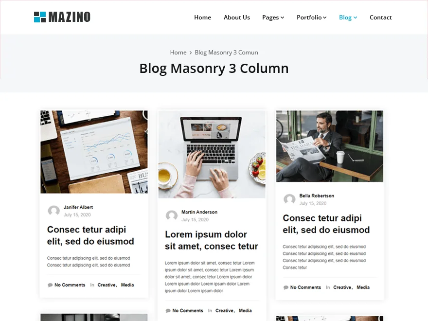 Mazino web sitesi teması önizlemesi