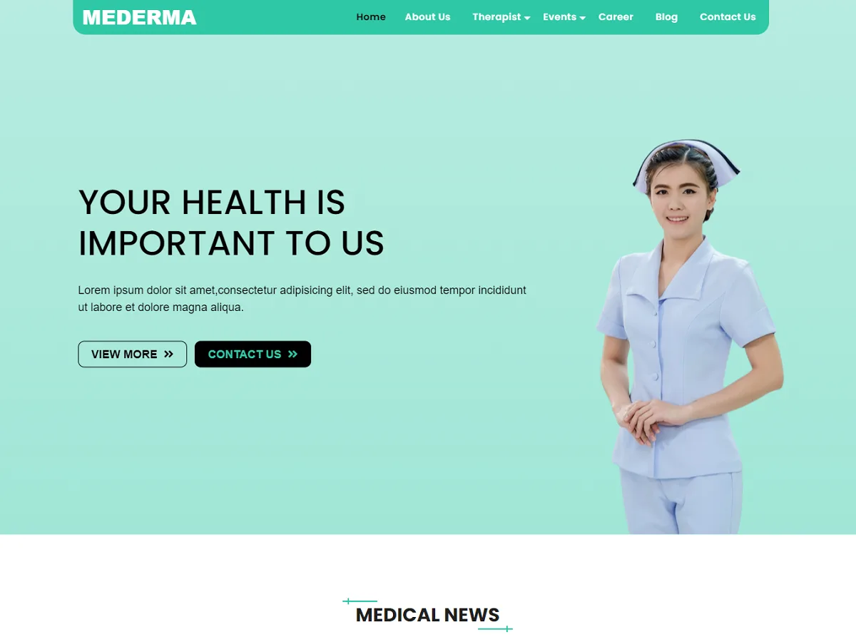 Mederma web sitesi teması - sağlık sektörü için duyarlı tasarım
