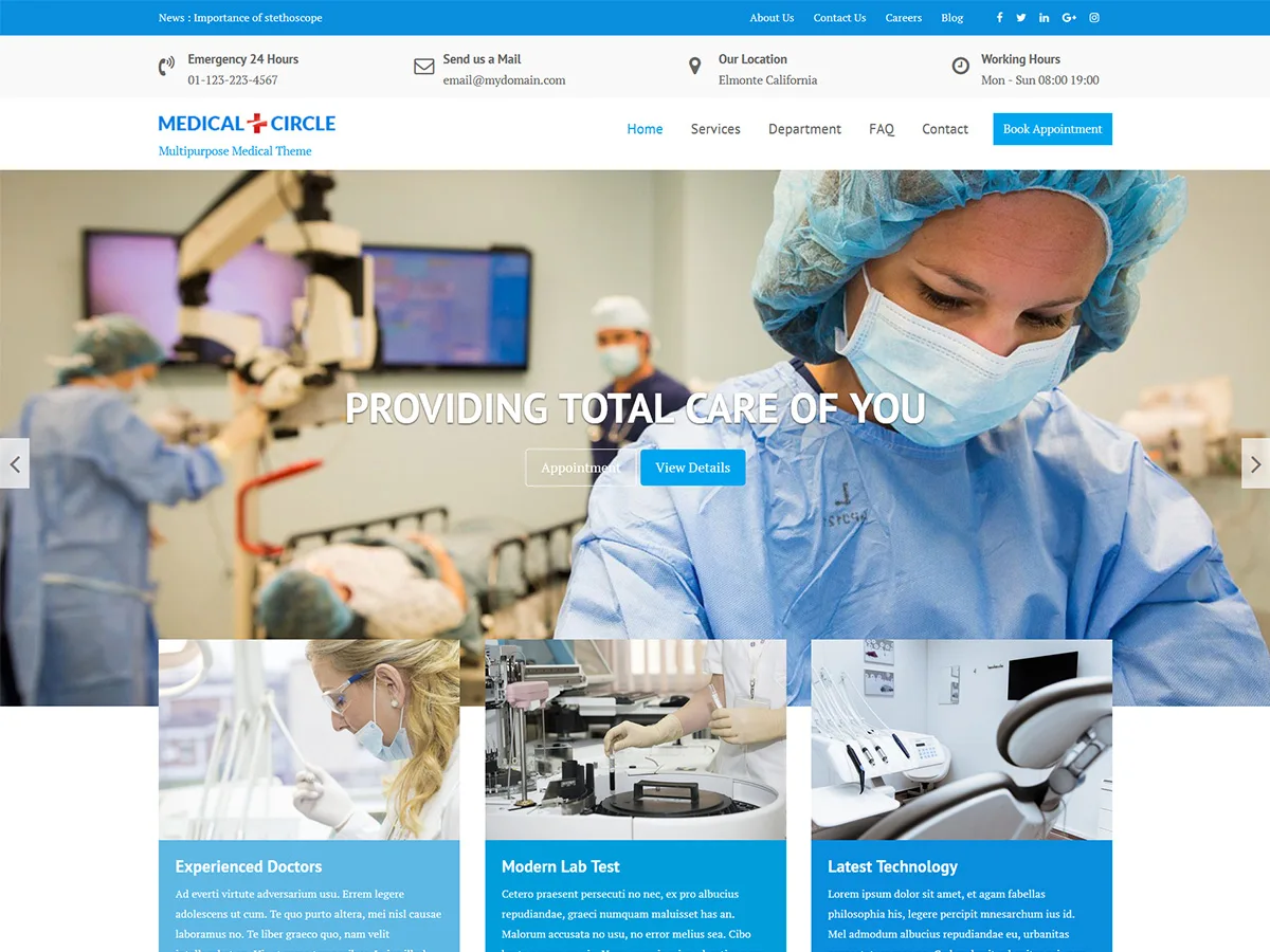 Medical Circle web sitesi teması sağlık sektörü web sitesi görseli