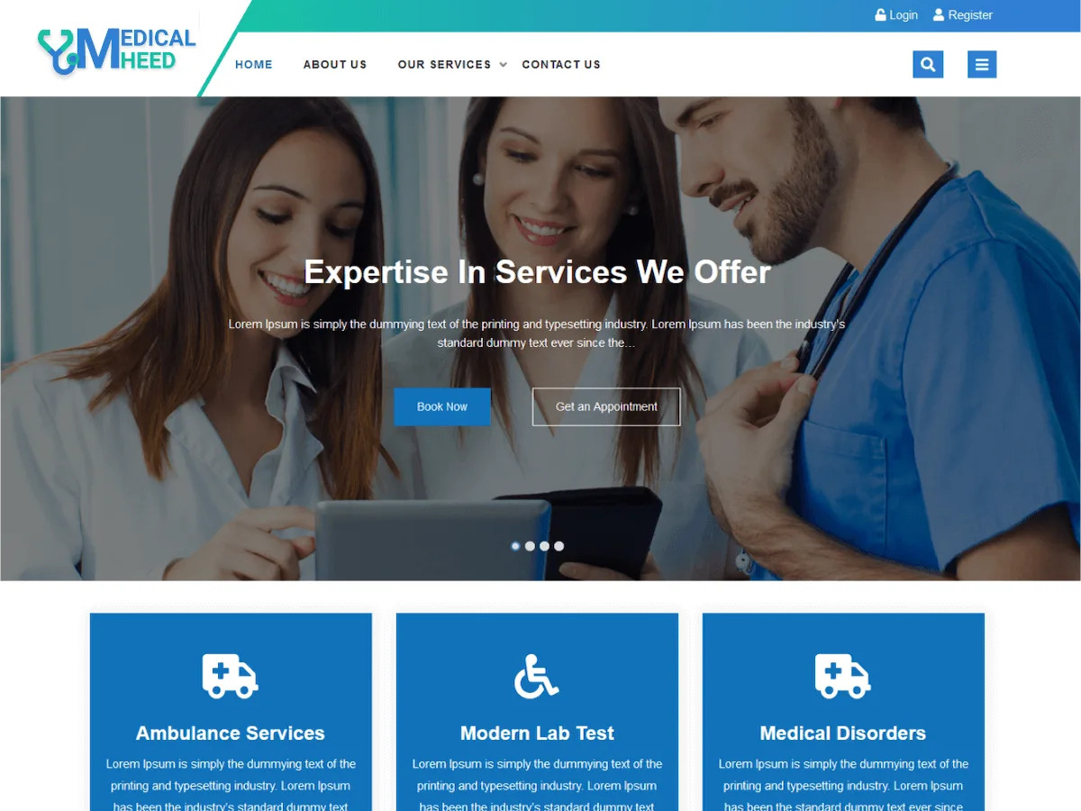 Medical Heed web sitesi teması görseli