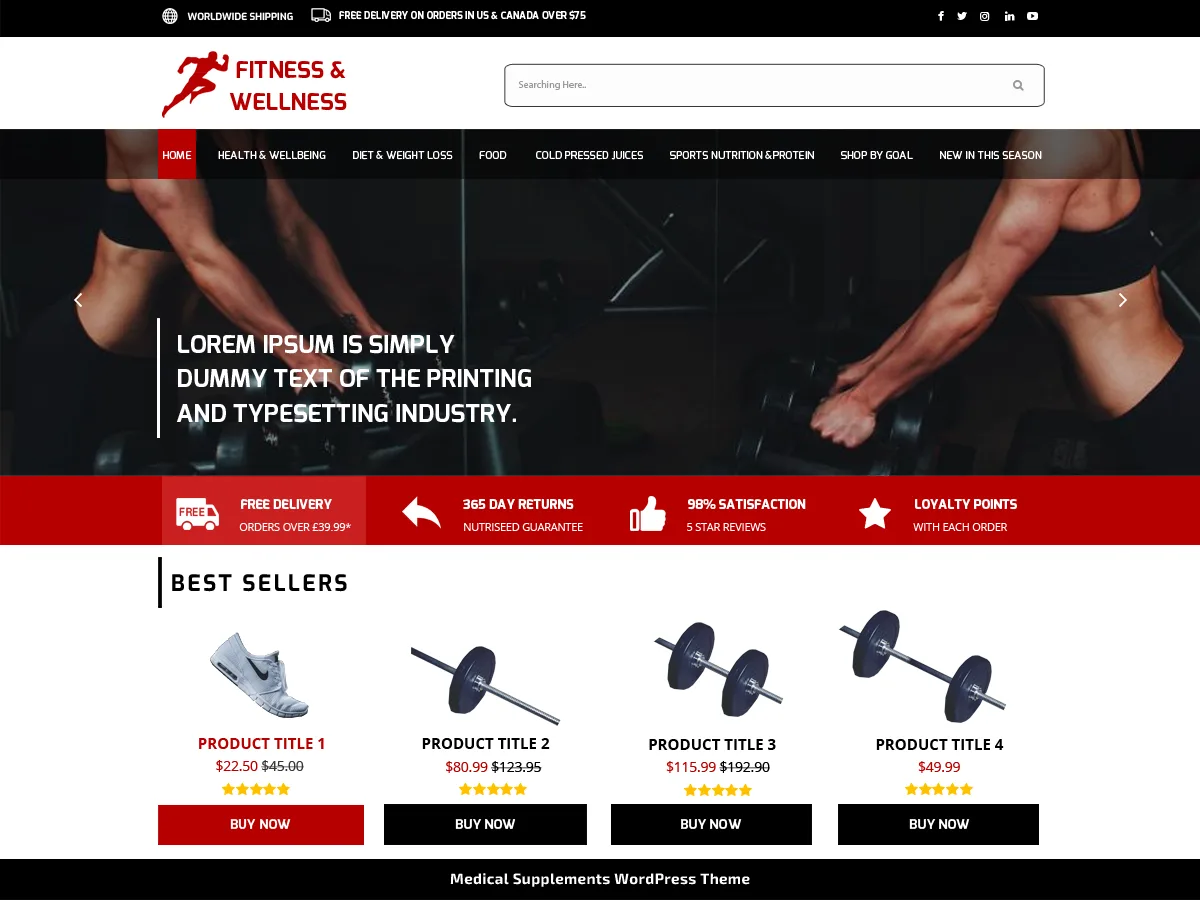Medical Supplements Store web sitesi teması önizlemesi