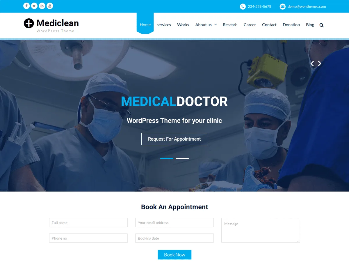 Mediclean web sitesi teması önizlemesi
