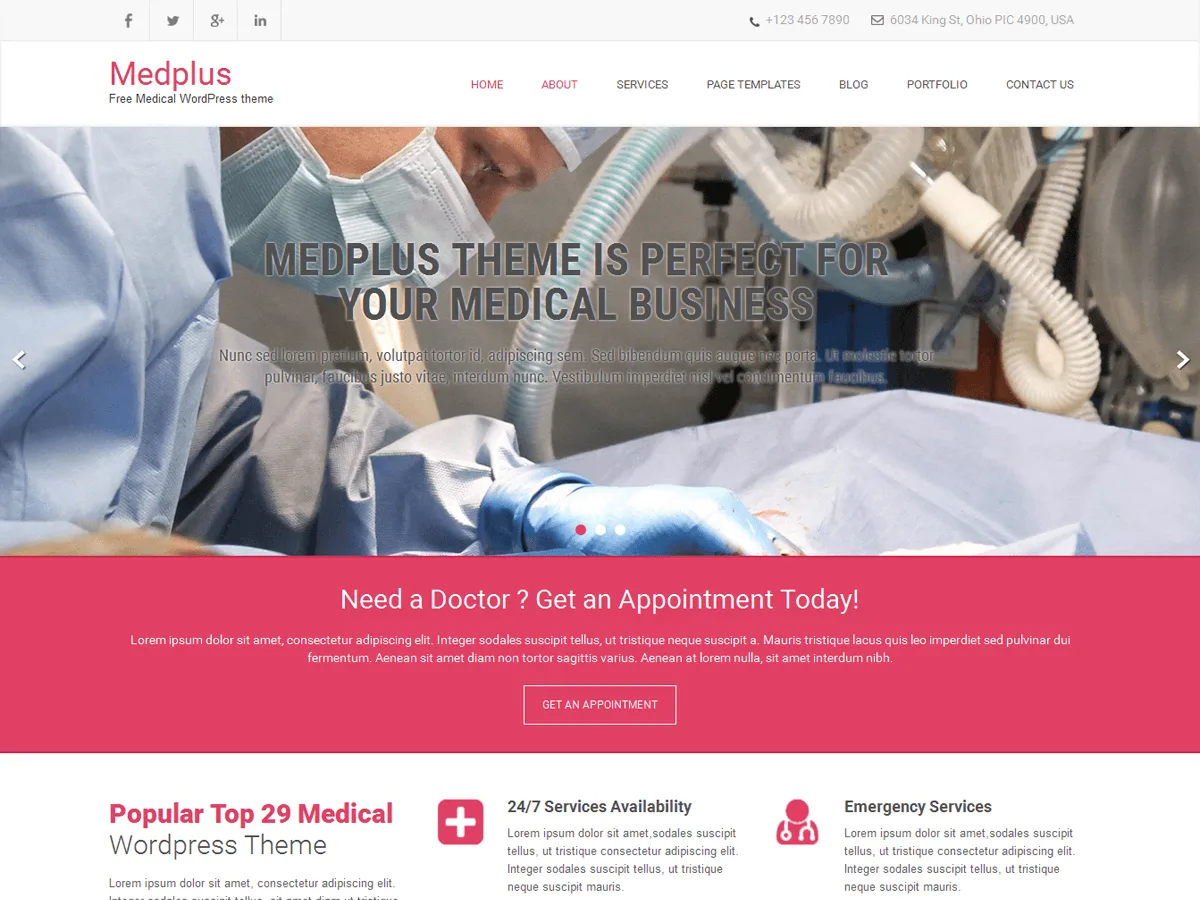 Medplus web sitesi teması önizlemesi