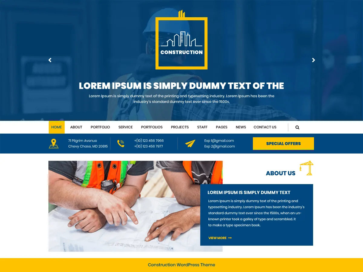 Mega Construction web sitesi teması görseli