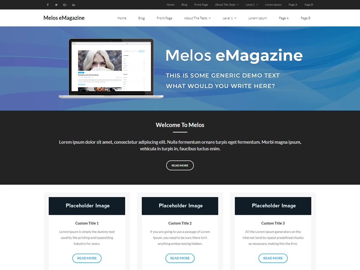 Melos eMagazine web sitesi teması önizlemesi