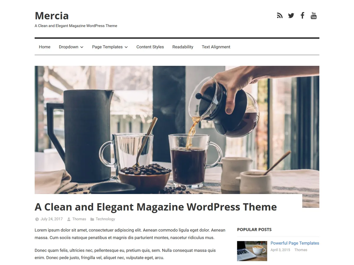 Mercia web sitesi teması önizlemesi