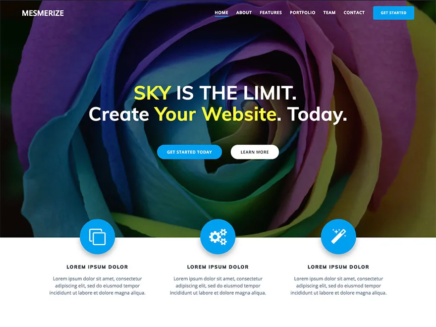 Mesmerize WordPress theme homepage preview