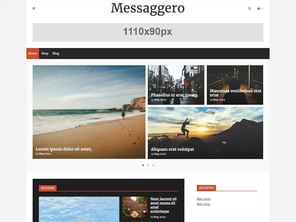 Messaggero web sitesi teması haber ve dergi siteleri için tasarım örneği