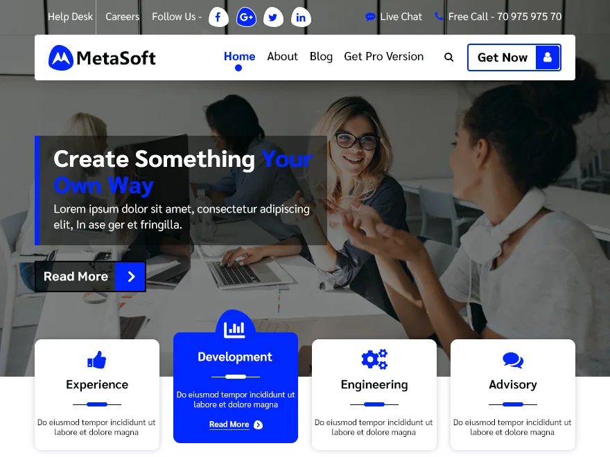 MetaSoft web sitesi teması önizlemesi