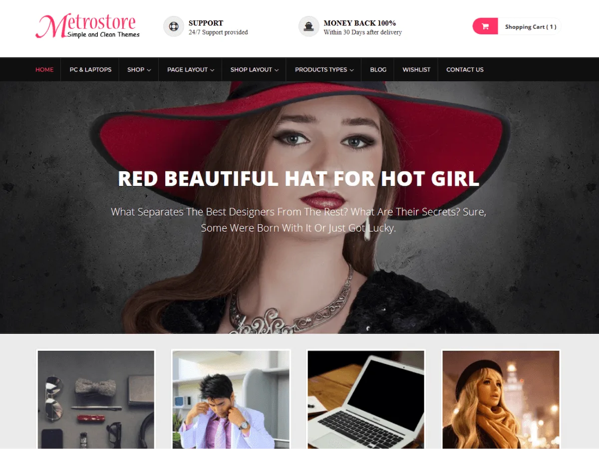 MetroStore web sitesi teması ile e-ticaret sitesi görünümü