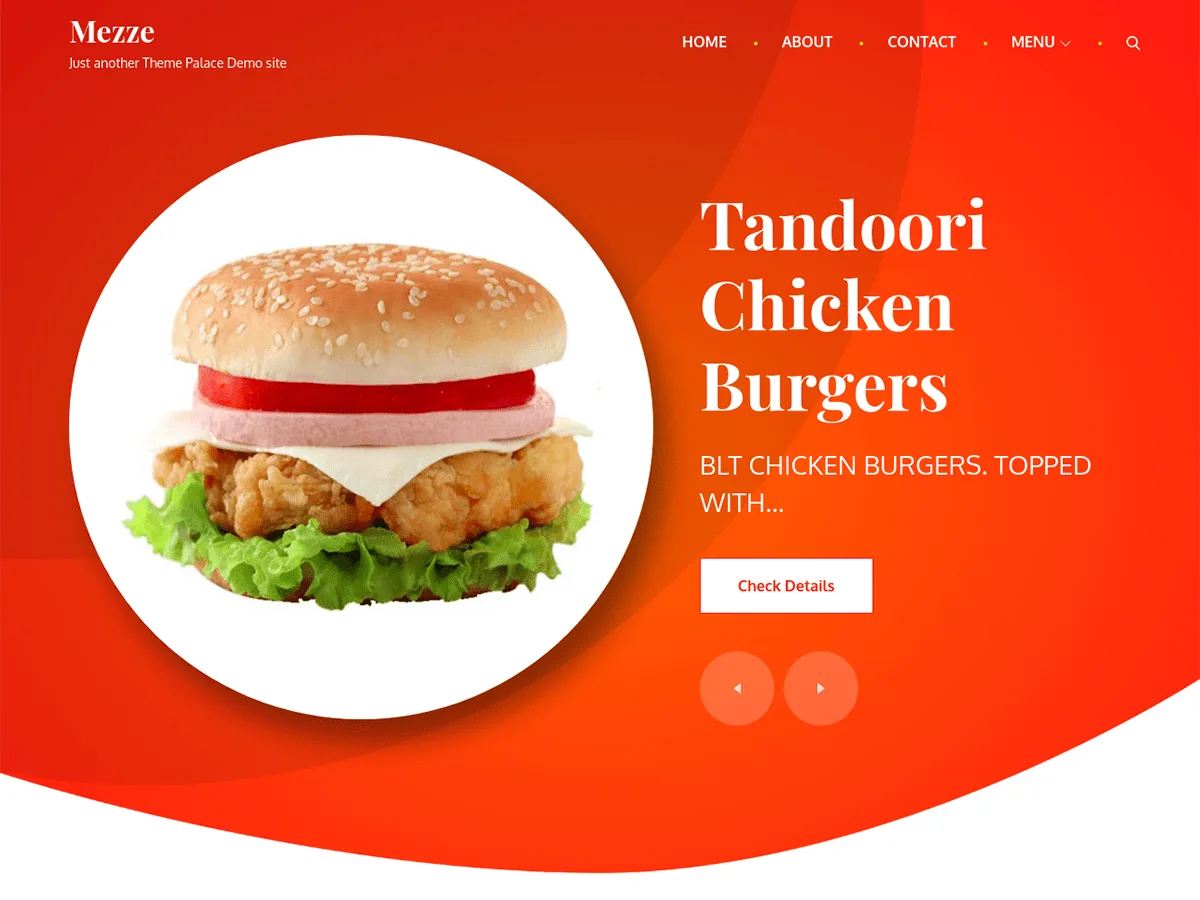 Mezze restoran web sitesi teması önizlemesi