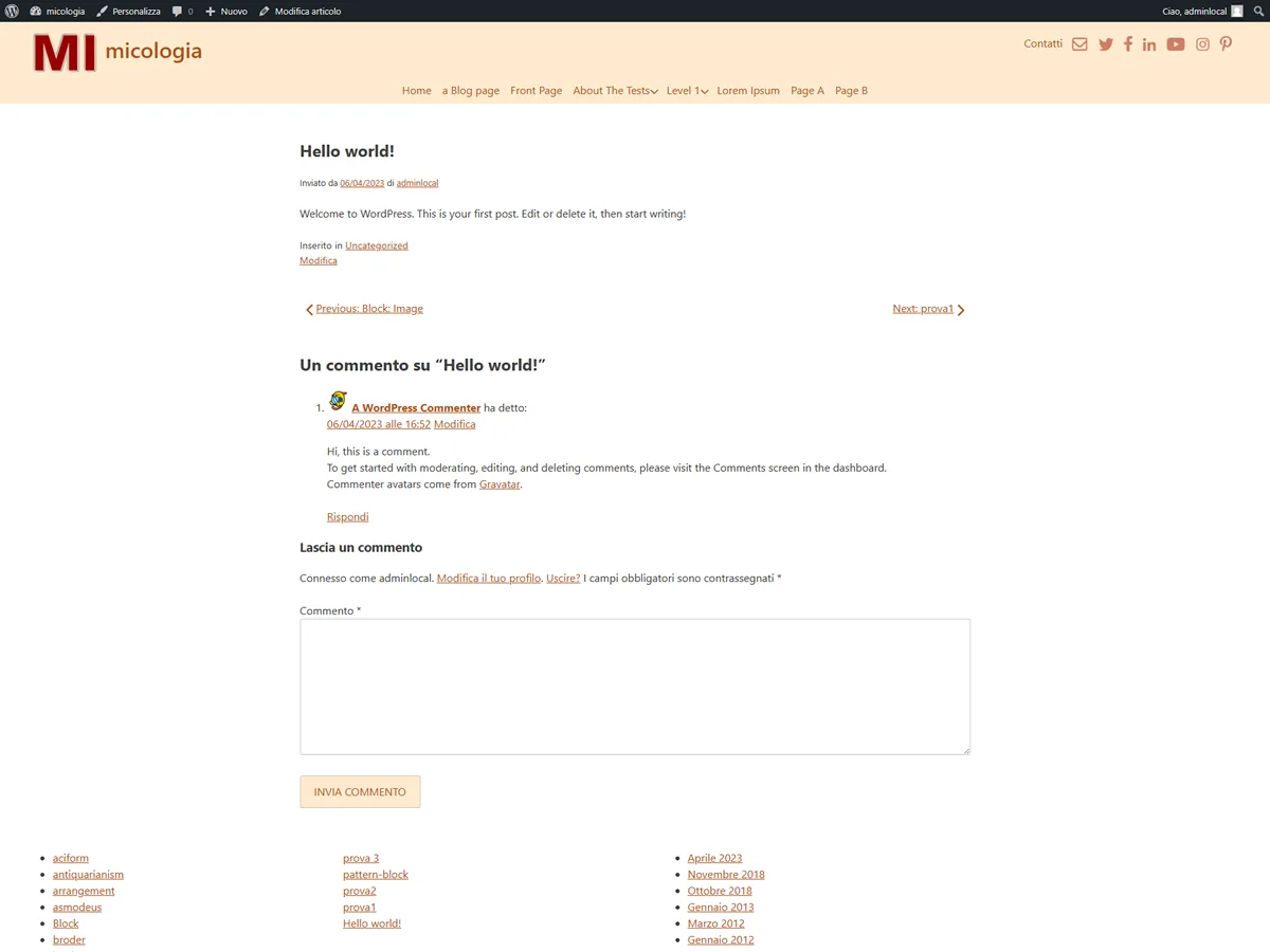 Micologia Che Passione web sitesi teması önizlemesi