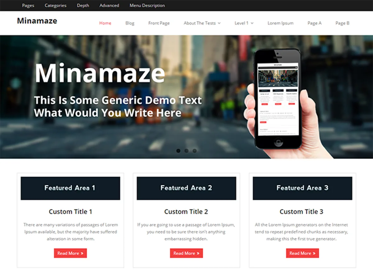 Minamaze web sitesi teması önizlemesi