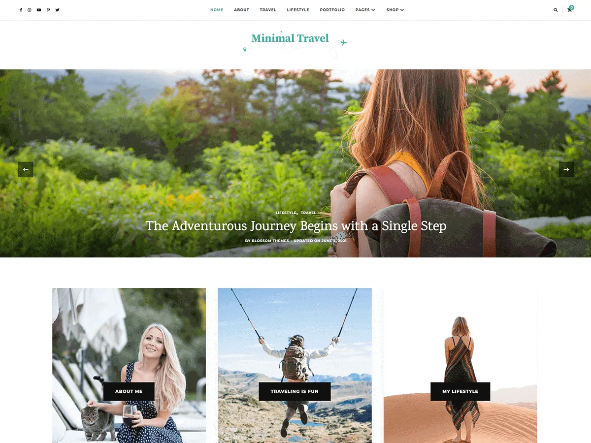 Minimal Travel web sitesi teması önizlemesi