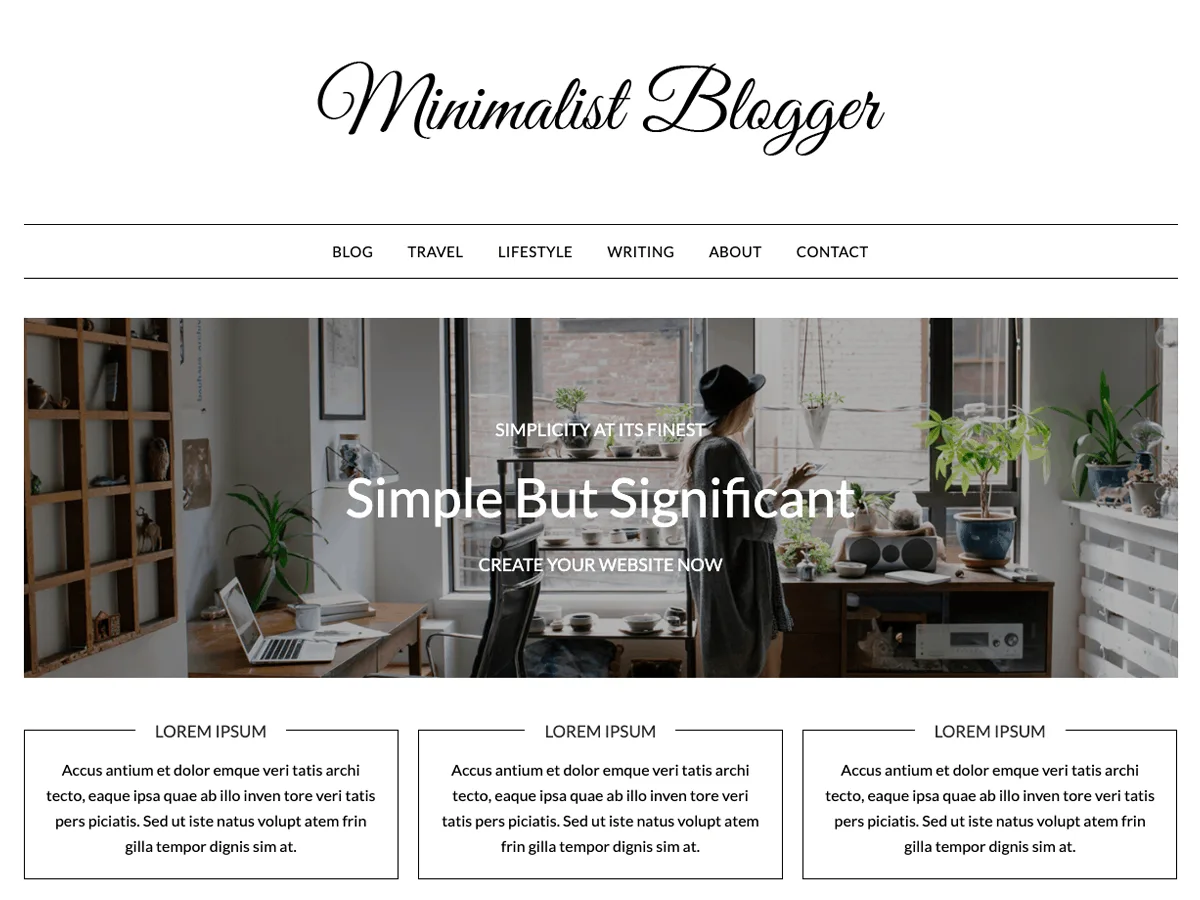 MinimalistBlogger web sitesi teması önizlemesi