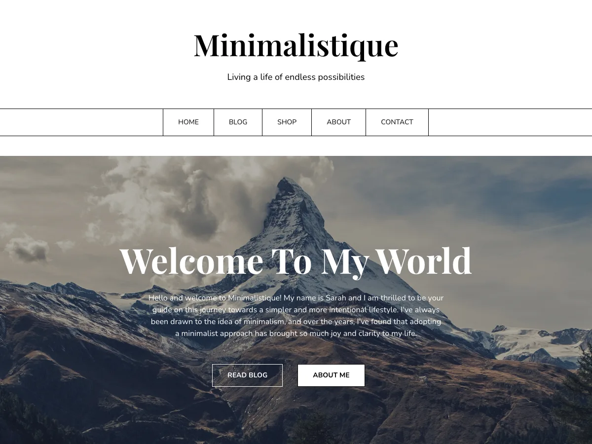 Minimalistique web sitesi teması önizlemesi