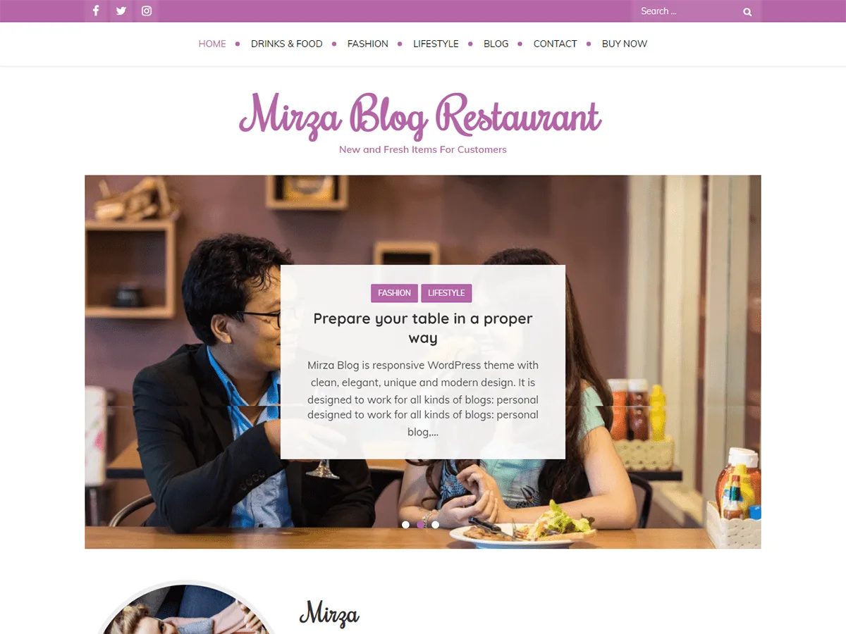 Mirza Blog web sitesi teması önizlemesi