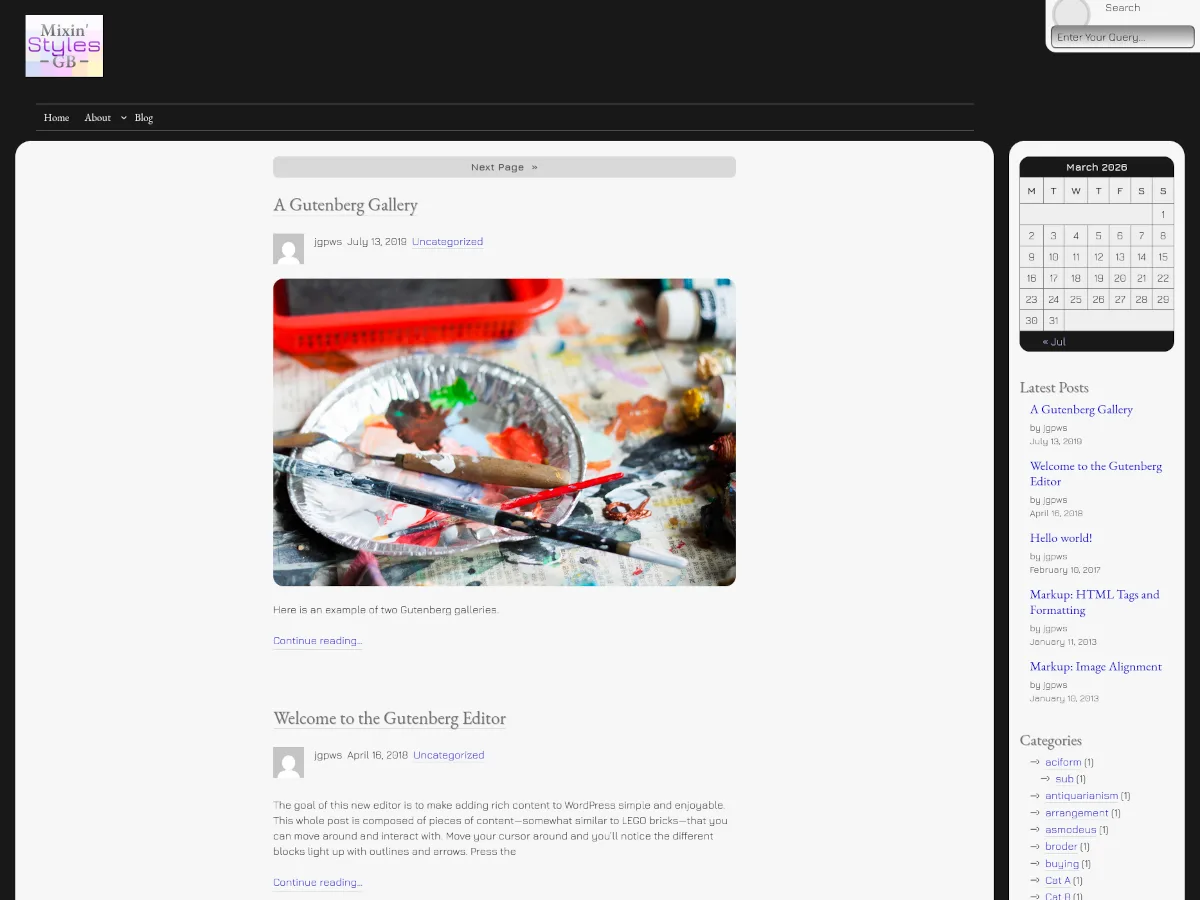 Mixin' Styles- GB web sitesi teması önizlemesi