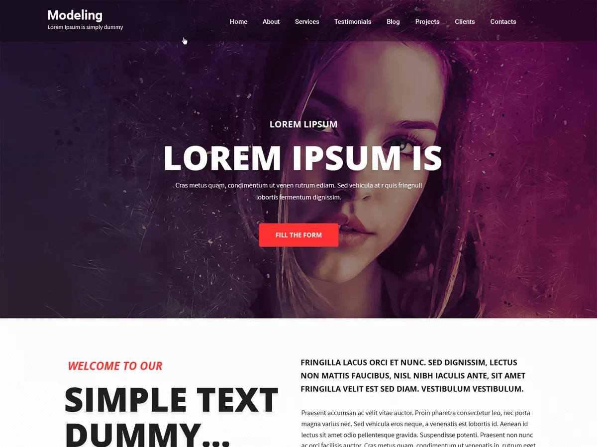Modeling Lite web sitesi teması ile moda ajansı web sitesi tasarımı