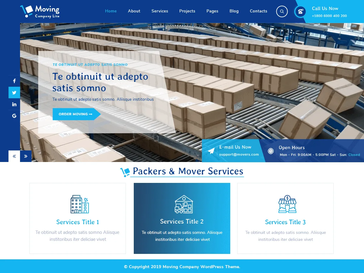 Moving Company Lite teması ile taşımacılık web sitesi tasarımı