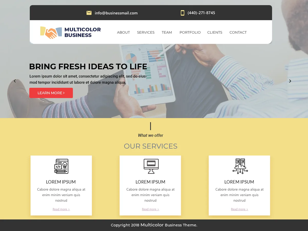 Multicolor Business web sitesi teması önizlemesi
