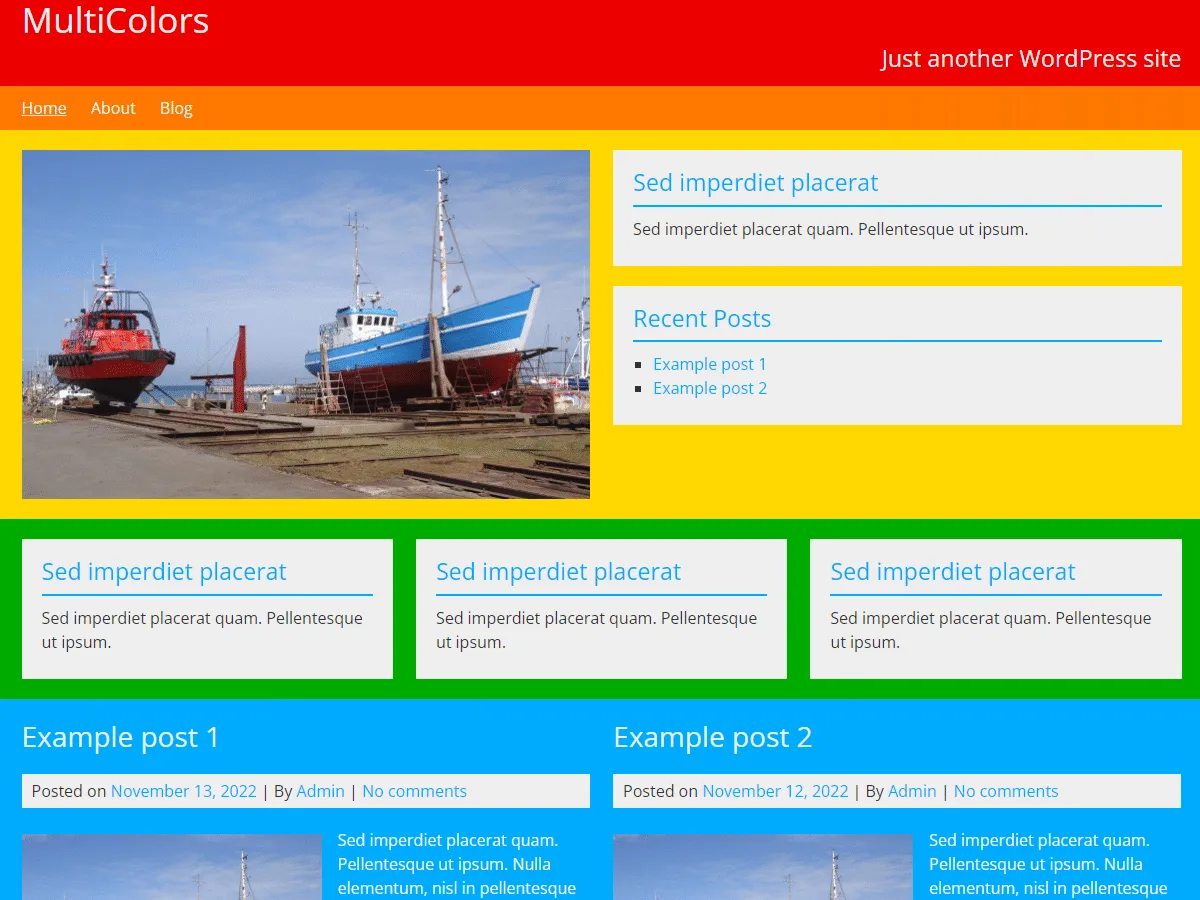 MultiColors web sitesi teması renkli ve mobil uyumlu tasarımı