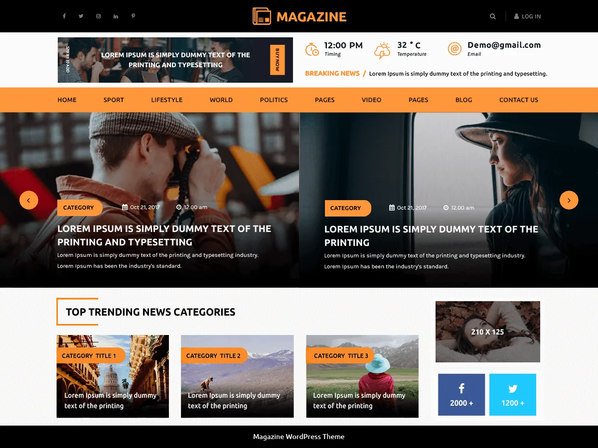 Multipurpose Magazine web sitesi teması ile dergi ve gazete siteleri için modern grid düzeni