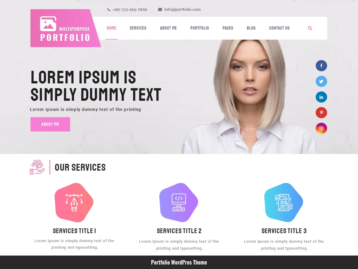 Multipurpose Portfolio web sitesi teması önizlemesi