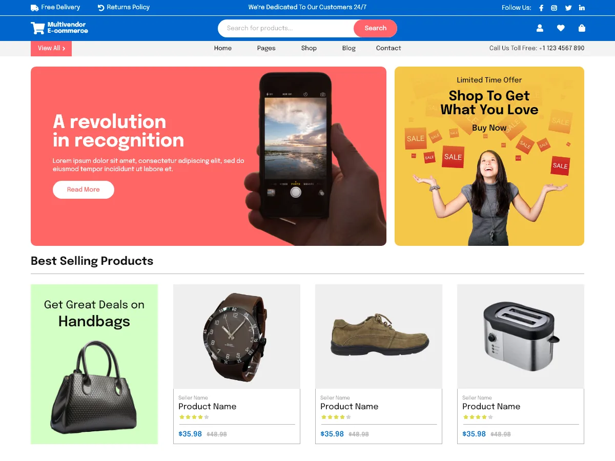 Multivendor Marketplace web sitesi teması