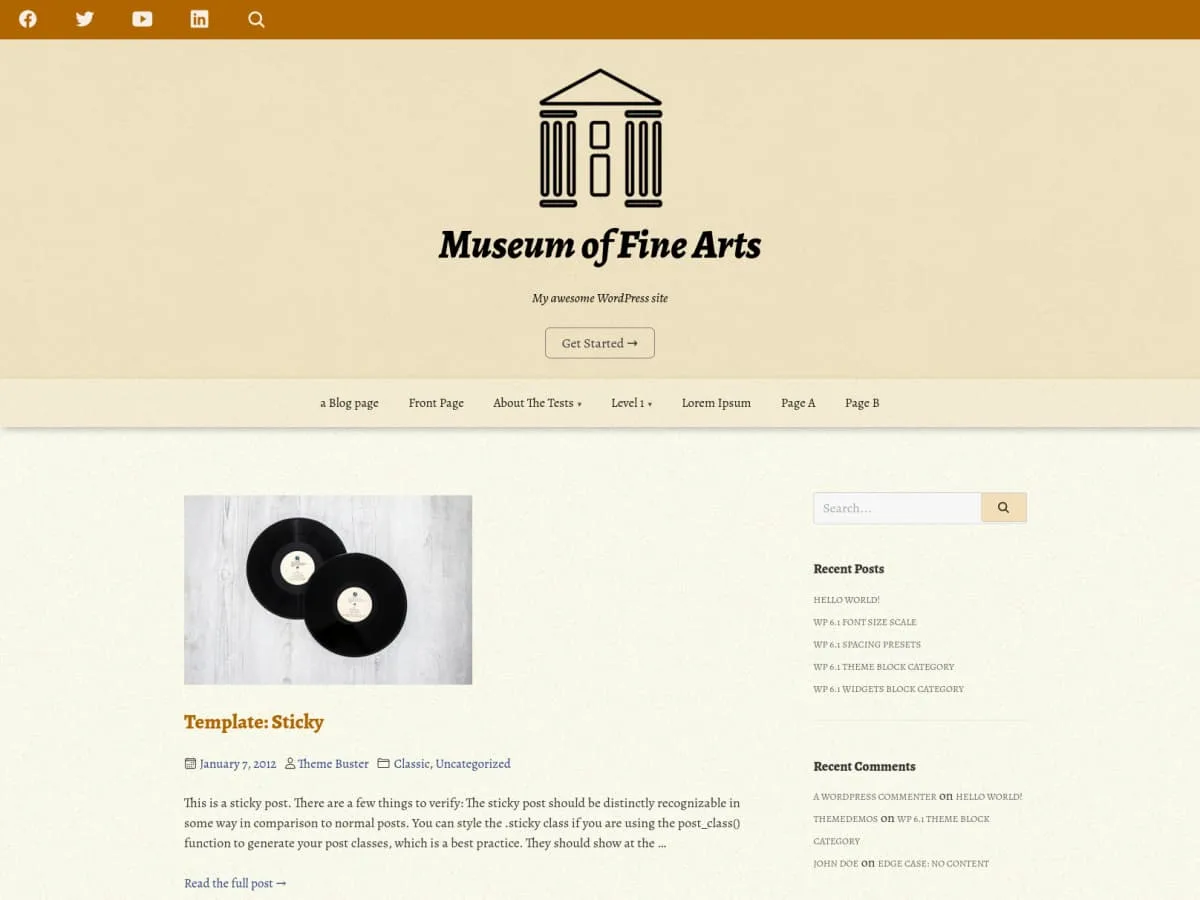Muzeum web sitesi teması önizlemesi